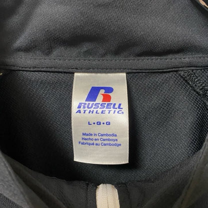 古着 used　RUSSELL ATHLETIC ラッセルアスレティック　長袖ナイロンジャケット　黒　白ライン　レトロ　Ｌサイズ