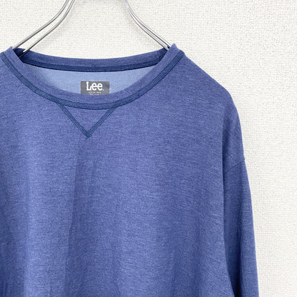 古着 used　LEE　リー　長袖Tシャツ　ロンT　ノームコア　無地　クルーネック　レトロデザイン　ブルー　青　XLサイズ