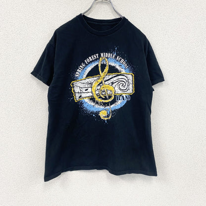半袖プリントバンドTシャツ　音楽　ミュージック　アーチプリント　黒　ブラック