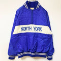古着 used　APOLLO アポロ　長袖刺繍ナイロンプルオーバー　NORTH YORK　ハーフジップ　青　レトロ　Lサイズ