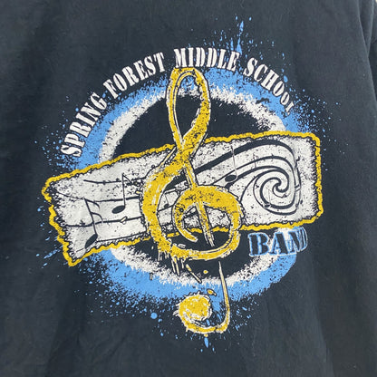 半袖プリントバンドTシャツ　音楽　ミュージック　アーチプリント　黒　ブラック