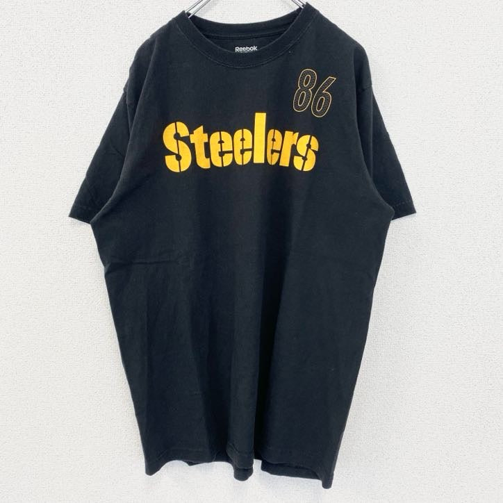 古着 used　Reebok　リーボック　半袖プリントTシャツ　ピッツバーグ・スティーラーズ　WARD　86　ブラック　XLサイズ