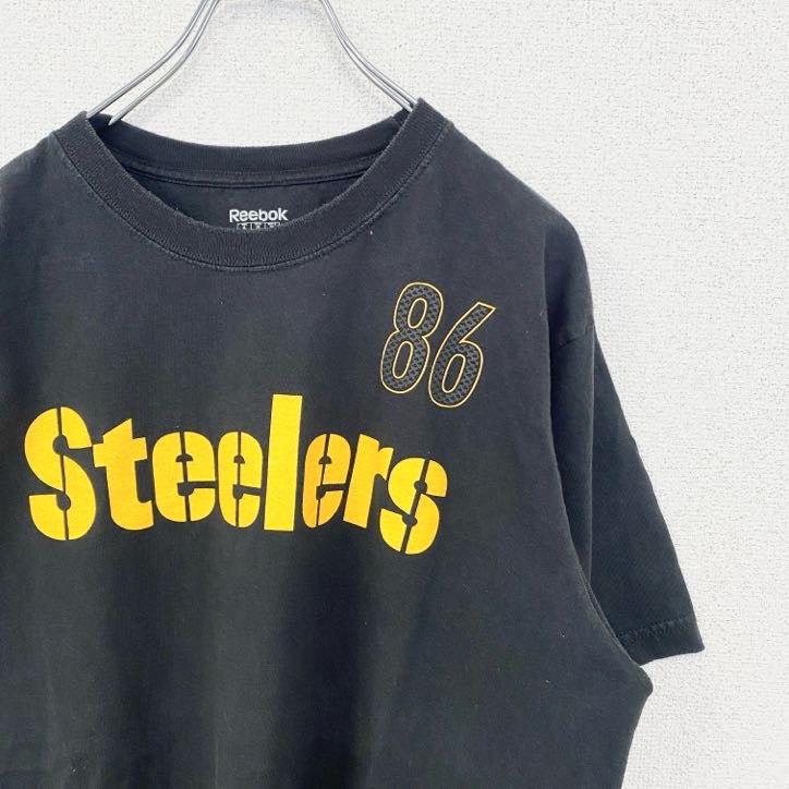 古着 used　Reebok　リーボック　半袖プリントTシャツ　ピッツバーグ・スティーラーズ　WARD　86　ブラック　XLサイズ