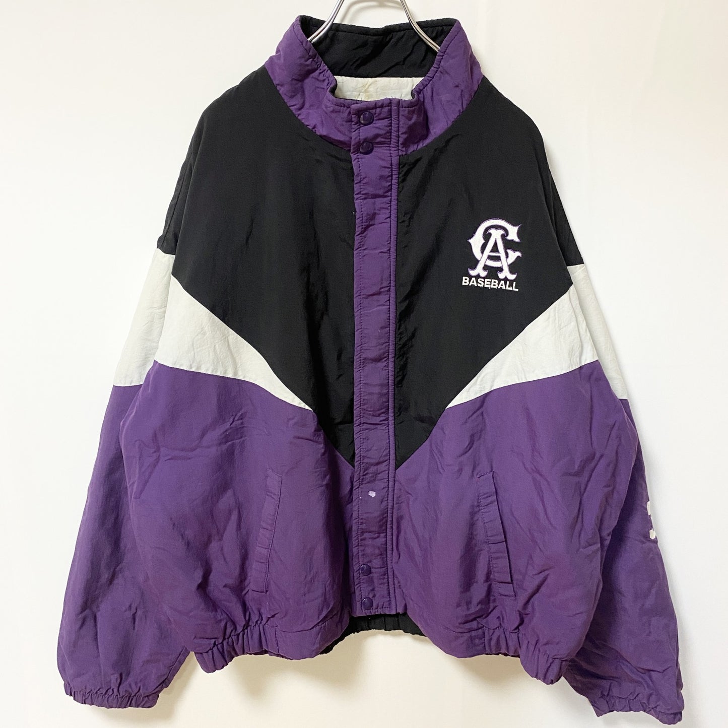 古着 used　SWINGSTER　USA製　長袖デザインナイロンジャケット　ハイネック　レトロ　ビックシルエット　XXXLサイズ