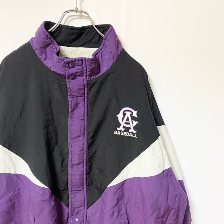古着 used　SWINGSTER　USA製　長袖デザインナイロンジャケット　ハイネック　レトロ　ビックシルエット　XXXLサイズ