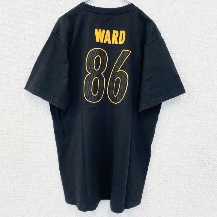 古着 used　Reebok　リーボック　半袖プリントTシャツ　ピッツバーグ・スティーラーズ　WARD　86　ブラック　XLサイズ