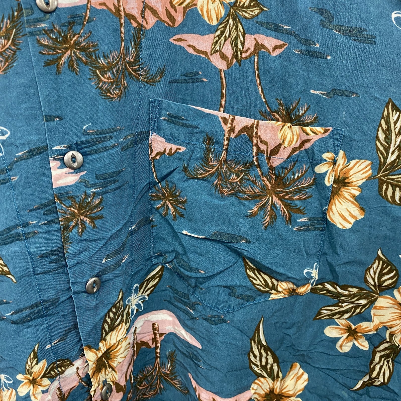 CAROCHE　長袖プリント総柄シャツ 黒　ブラック　緑　グリーン　オレンジ　2XLサイズ