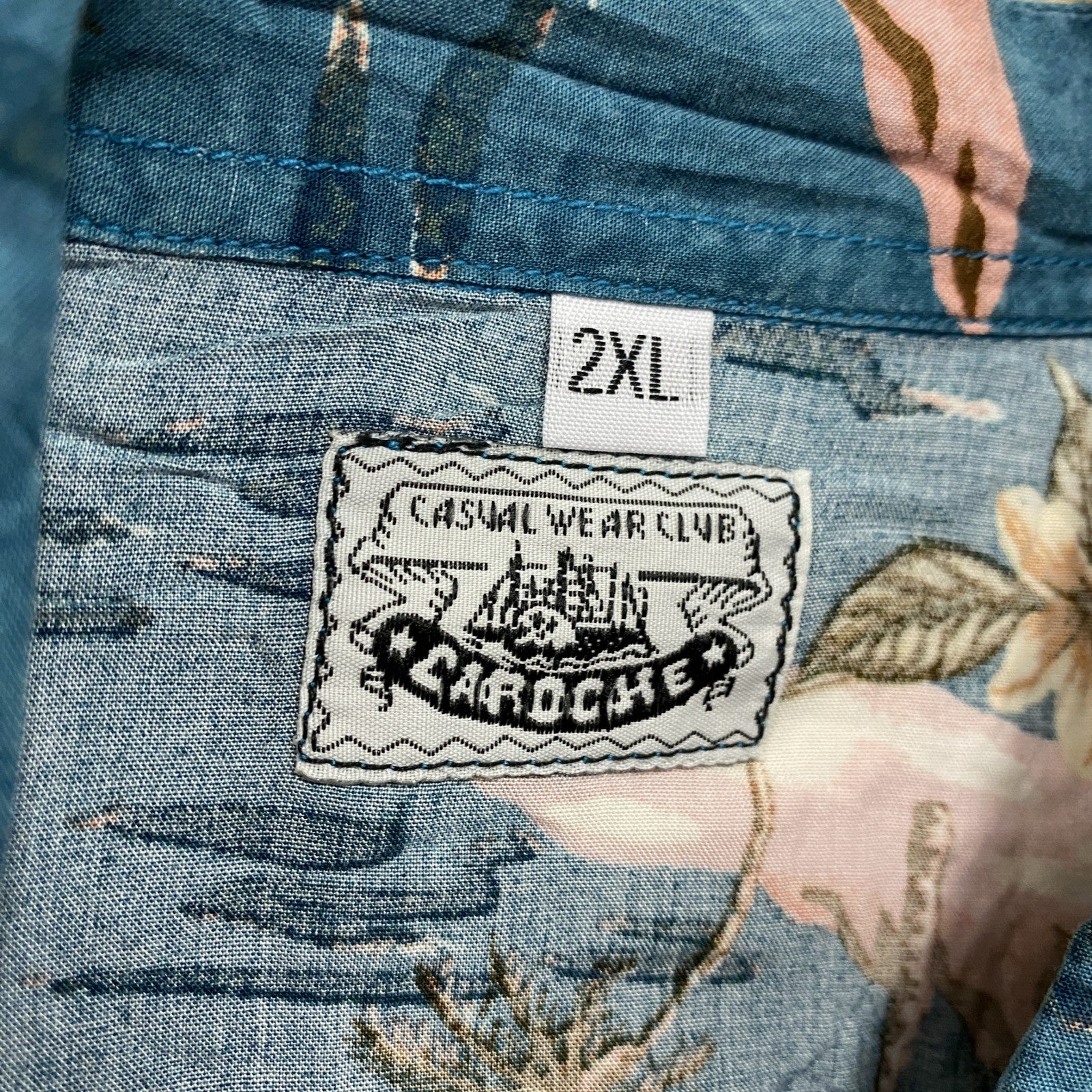 CAROCHE　長袖プリント総柄シャツ 黒　ブラック　緑　グリーン　オレンジ　2XLサイズ