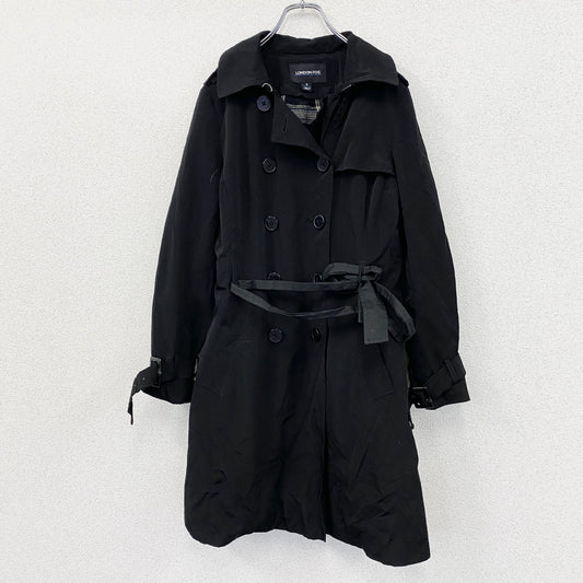 LONDON FOG　ロンドンフォグ　ダブルトレンチコート　カフストラップ　黒　ブラック　Sサイズ