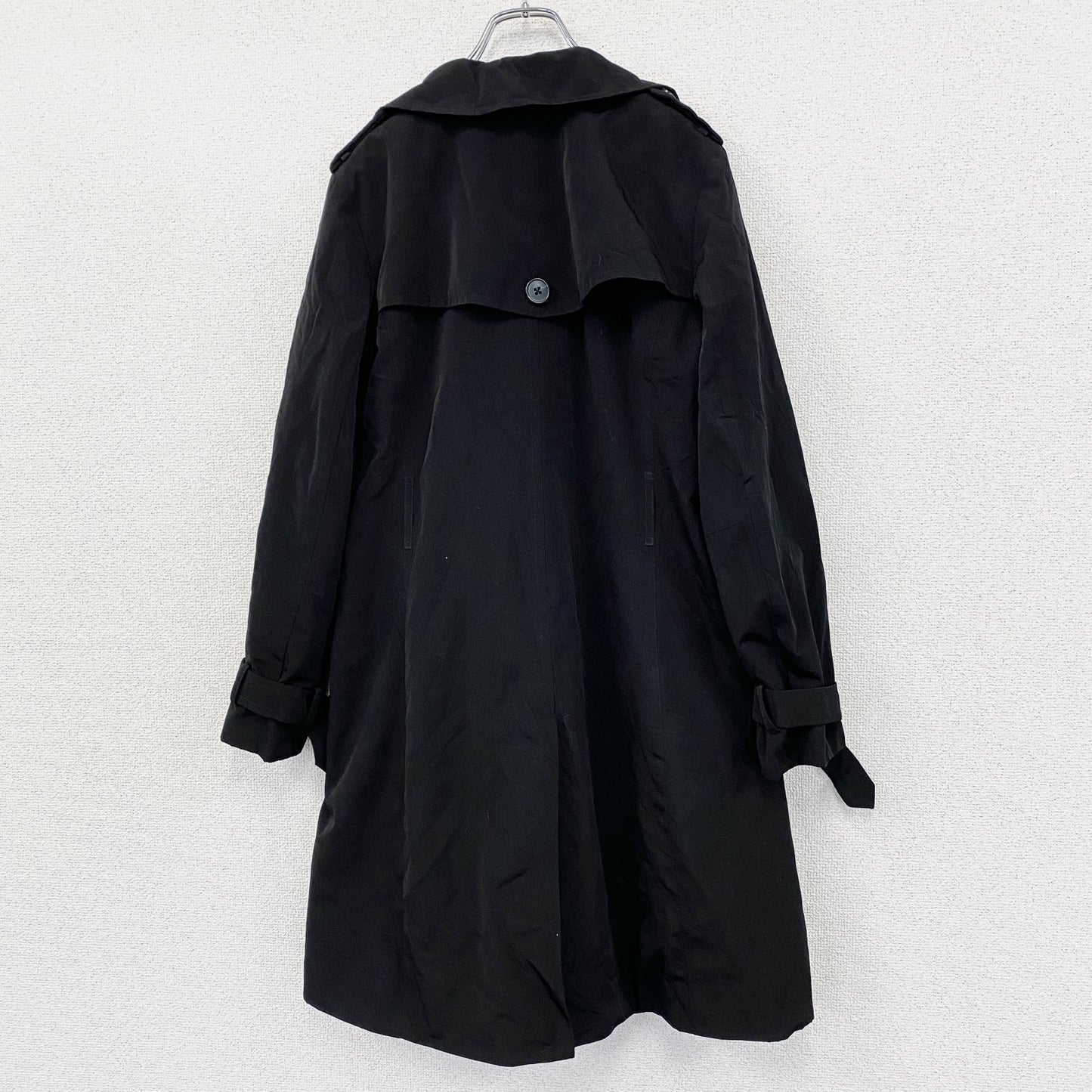 LONDON FOG　ロンドンフォグ　ダブルトレンチコート　カフストラップ　黒　ブラック　Sサイズ