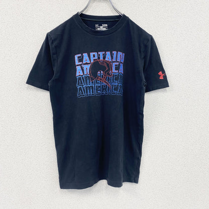 UNDER ARMOUR　アンダーアーマー　MARVEL　キャプテン・アメリカ　半袖プリントTシャツ　4連プリント　黒　ブラック