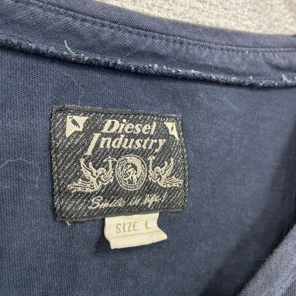 DIESEL　ディーゼル　半袖Tシャツ　ワンポイントロゴ　紺　ネイビー　Lサイズ