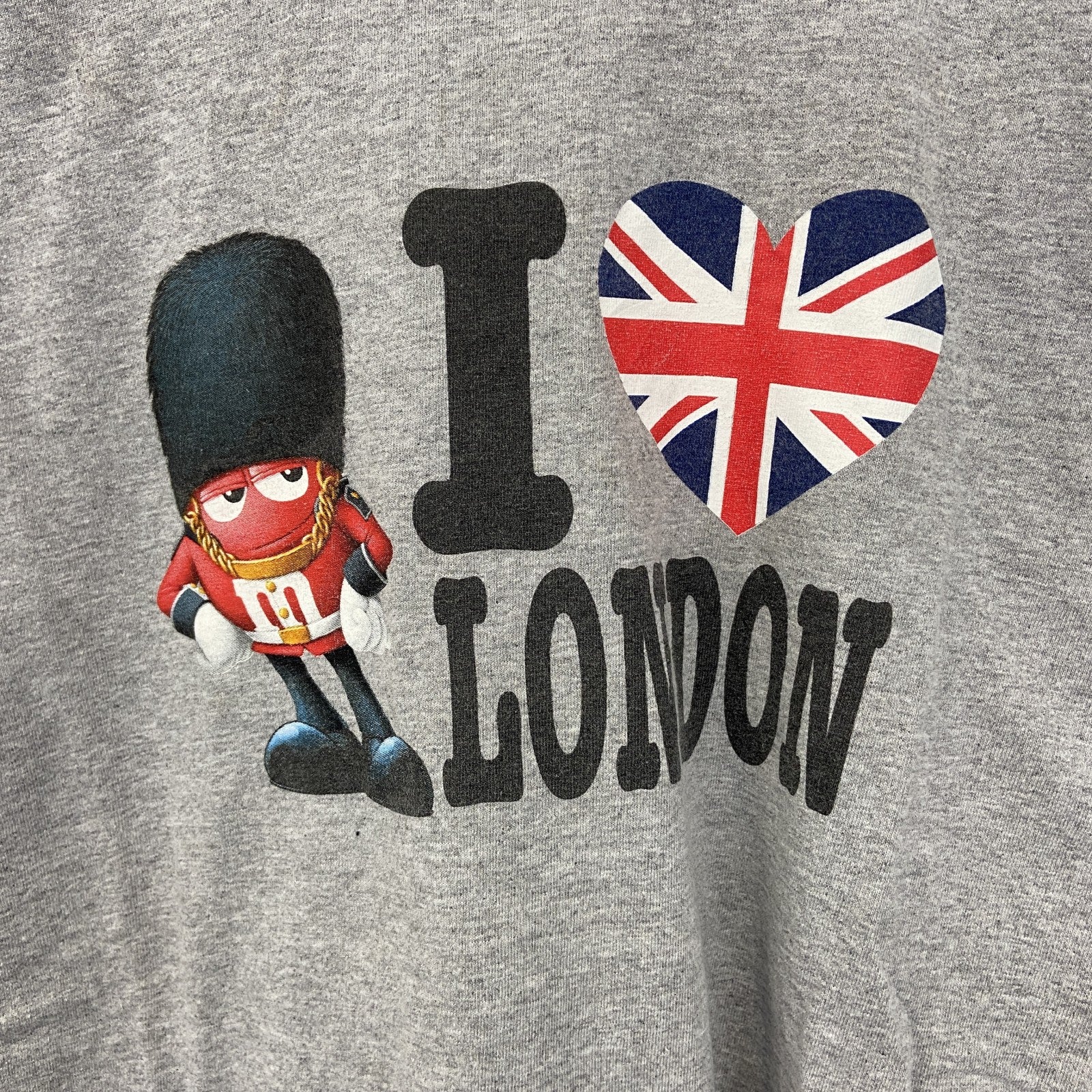 古着 used　m&ms　半袖オリジナルプリントTシャツ　イギリス　ロンドン　近衛兵　RED　クルーネック　グレー　Lサイズ