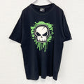 古着 used　NO FEAR ノーフェア　半袖プリントTシャツ　スカル　カジュアルデザイン　クルーネック　レトロ　黒　Lサイズ