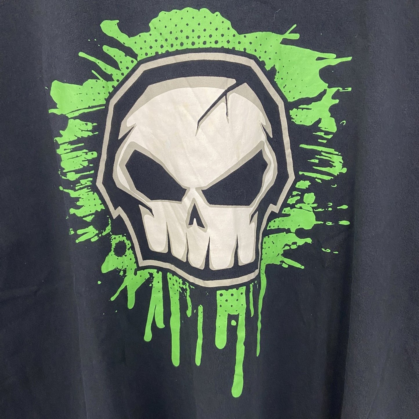 古着 used　NO FEAR ノーフェア　半袖プリントTシャツ　スカル　カジュアルデザイン　クルーネック　レトロ　黒　Lサイズ
