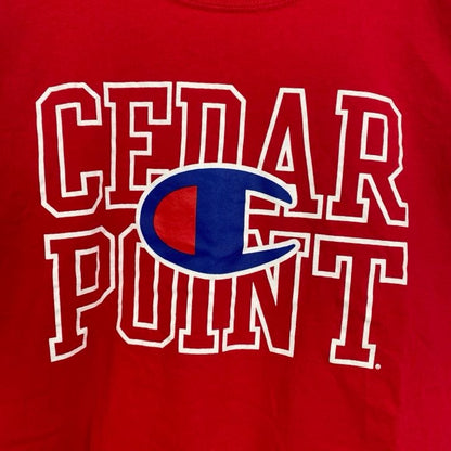 champion　チャンピオン　半袖プリントTシャツ　CEDAR　POINT　デカロゴ　現行　赤　レッド　XLサイズ