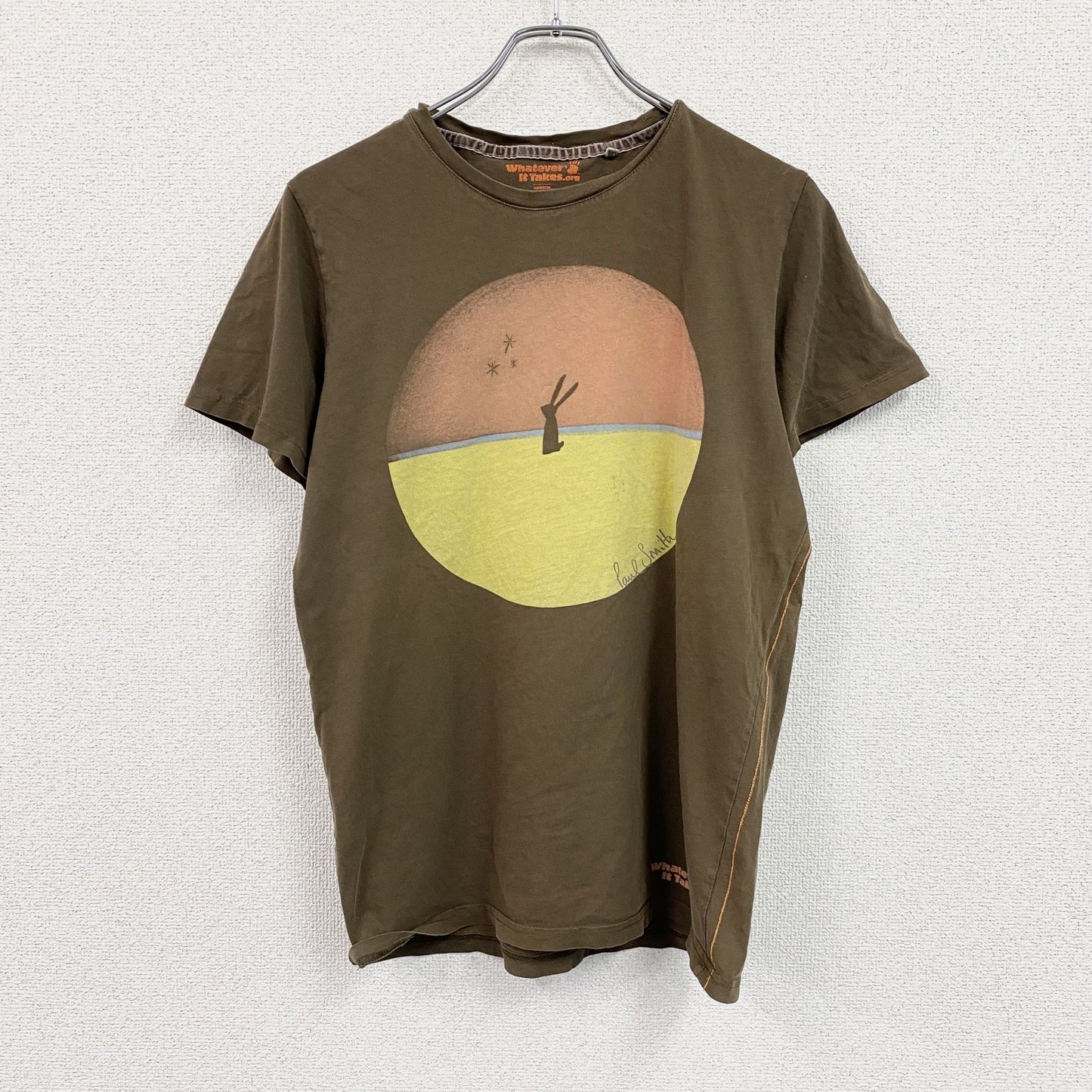 Whatever It Takes.org　半袖プリントTシャツ　お月見　ウサギ　月　茶色　ブラウン　Mサイズ