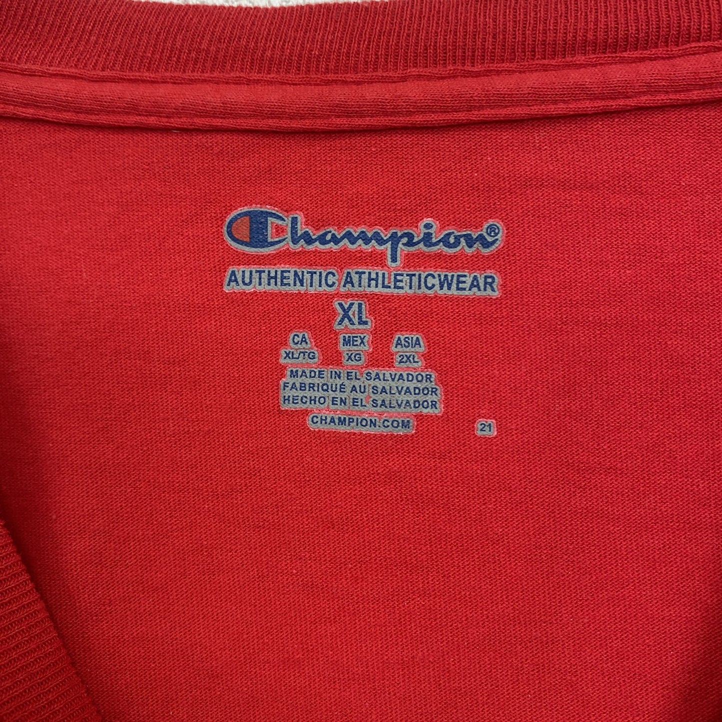 champion　チャンピオン　半袖プリントTシャツ　CEDAR　POINT　デカロゴ　現行　赤　レッド　XLサイズ