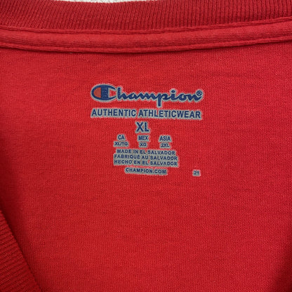 champion　チャンピオン　半袖プリントTシャツ　CEDAR　POINT　デカロゴ　現行　赤　レッド　XLサイズ