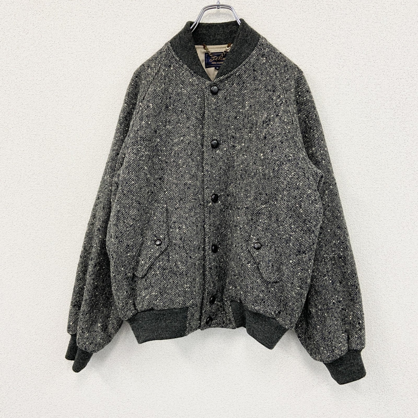 Traditional NEW YOKER　ニューヨーカー　ウールニットブルゾン　ラグランスリーブ　灰色　グレー　Lサイズ