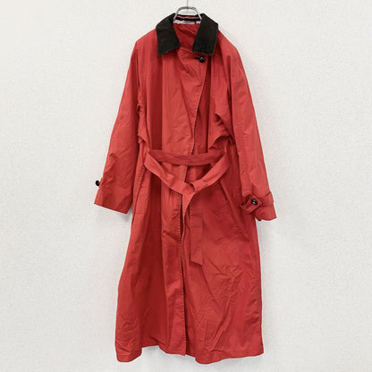 LONDON FOG　ロンドンフォグ　ロングトレンチコート　コーデュロイカラー　比翼仕立て　レッド　14FOGサイズ