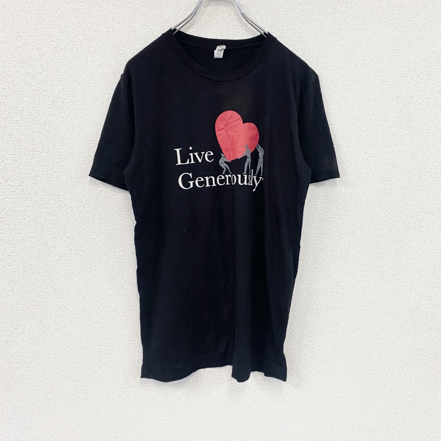 CANVAS　半袖プリントTシャツ　I LOVE Tシャツ　英字プリント　黒　ブラック　Mサイズ　