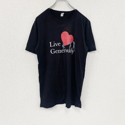 CANVAS　半袖プリントTシャツ　I LOVE Tシャツ　英字プリント　黒　ブラック　Mサイズ　