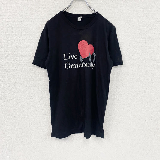 CANVAS　半袖プリントTシャツ　I LOVE Tシャツ　英字プリント　黒　ブラック　Mサイズ　