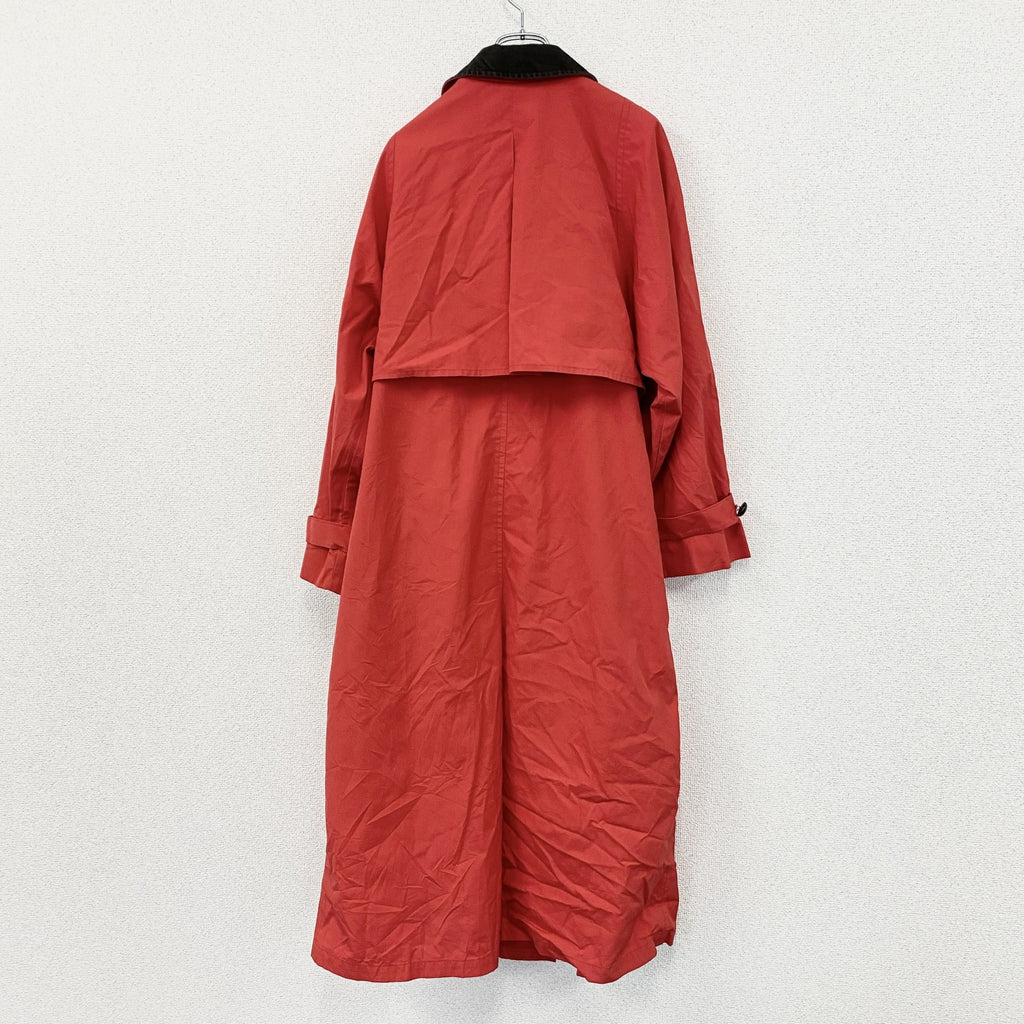 LONDON FOG　ロンドンフォグ　ロングトレンチコート　コーデュロイカラー　比翼仕立て　レッド　14FOGサイズ