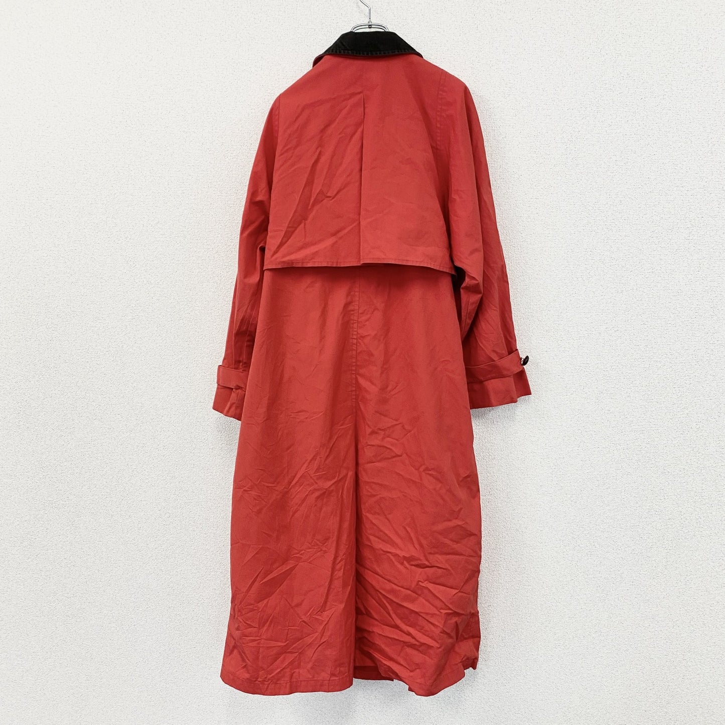 LONDON FOG　ロンドンフォグ　ロングトレンチコート　コーデュロイカラー　比翼仕立て　レッド　14FOGサイズ