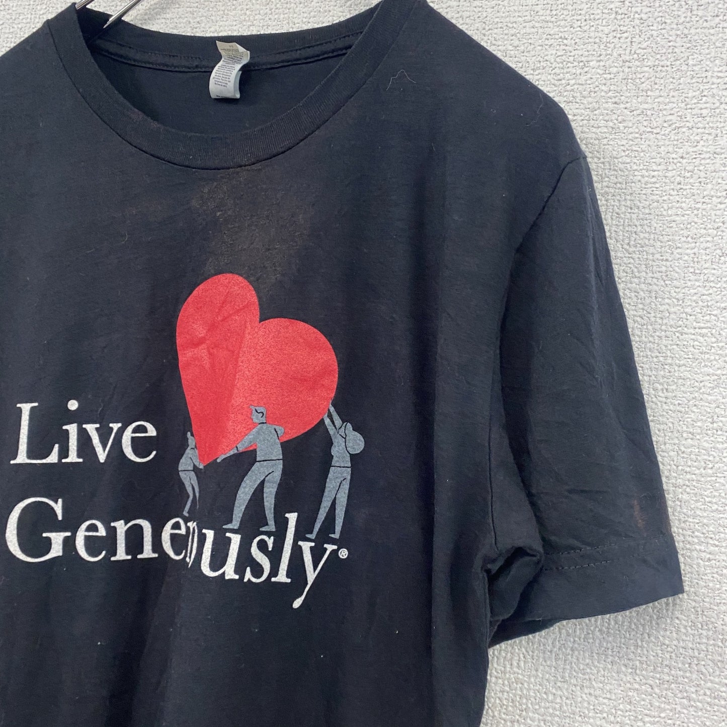 CANVAS　半袖プリントTシャツ　I LOVE Tシャツ　英字プリント　黒　ブラック　Mサイズ　