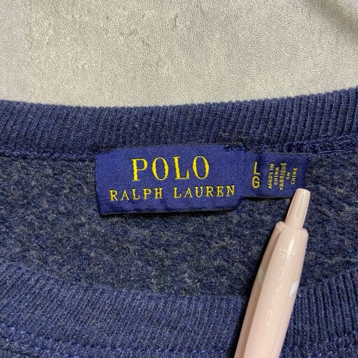 古着 used　POLO RALPH LAUREN　ポロラルフローレン　花柄クルーネックスウェット　トレーナー　ネイビー　Lサイズ