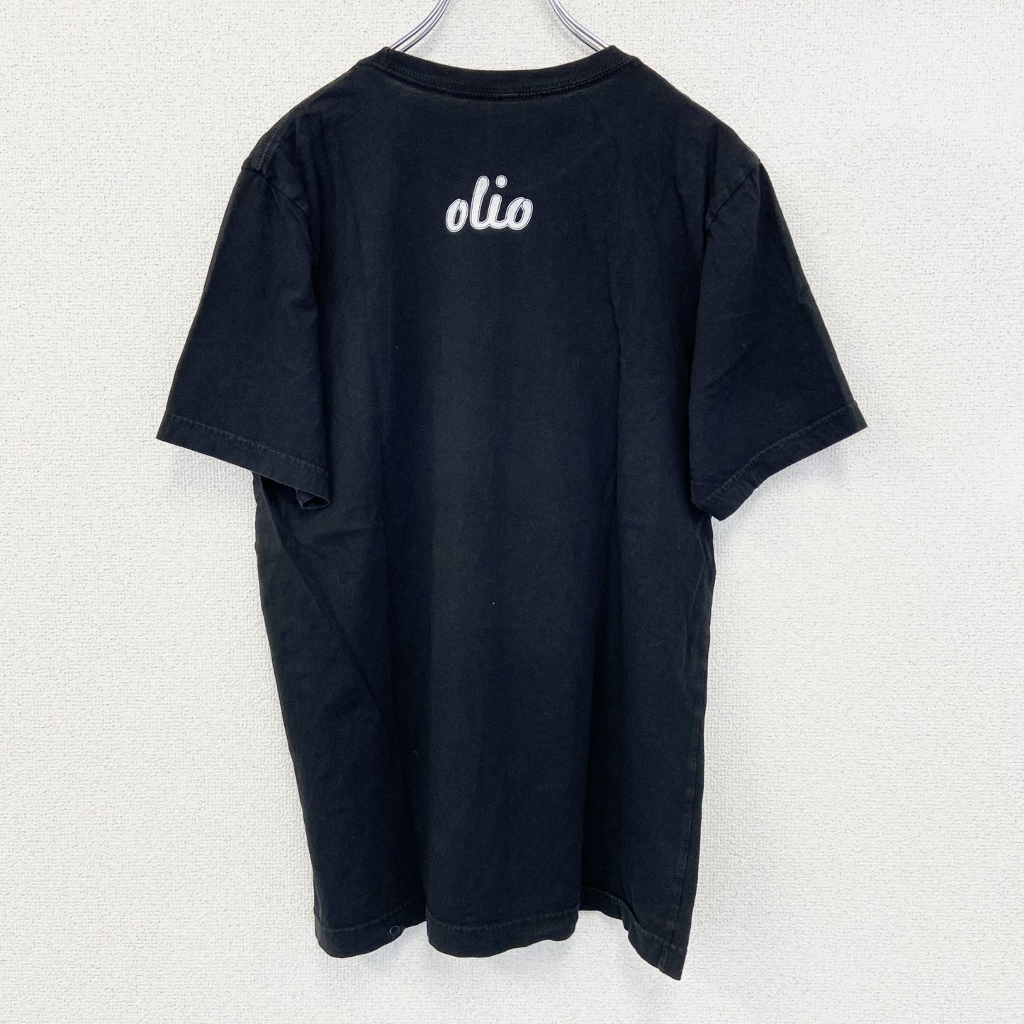 半袖プリントTシャツ　幾何学模様　olio　両面プリント　黒　ブラック　Mサイズ