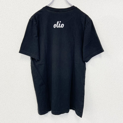 半袖プリントTシャツ　幾何学模様　olio　両面プリント　黒　ブラック　Mサイズ