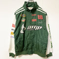 古着 used　JR NATION　長袖レーシングジャケット　ナイロンジャケット　amp ENERGY　バックプリント　緑