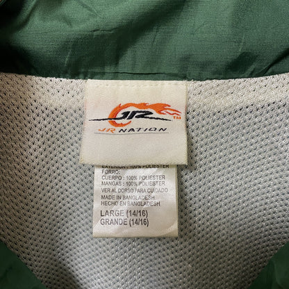 古着 used　JR NATION　長袖レーシングジャケット　ナイロンジャケット　amp ENERGY　バックプリント　緑