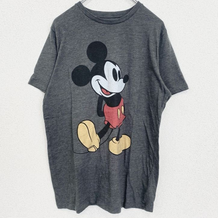 古着　used　OLD NAVY　オールドネイビー　半袖プリントTシャツ　ディズニー　ミッキーマウス　レトロ　グレー　Mサイズ