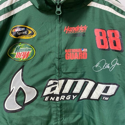 古着 used　JR NATION　長袖レーシングジャケット　ナイロンジャケット　amp ENERGY　バックプリント　緑