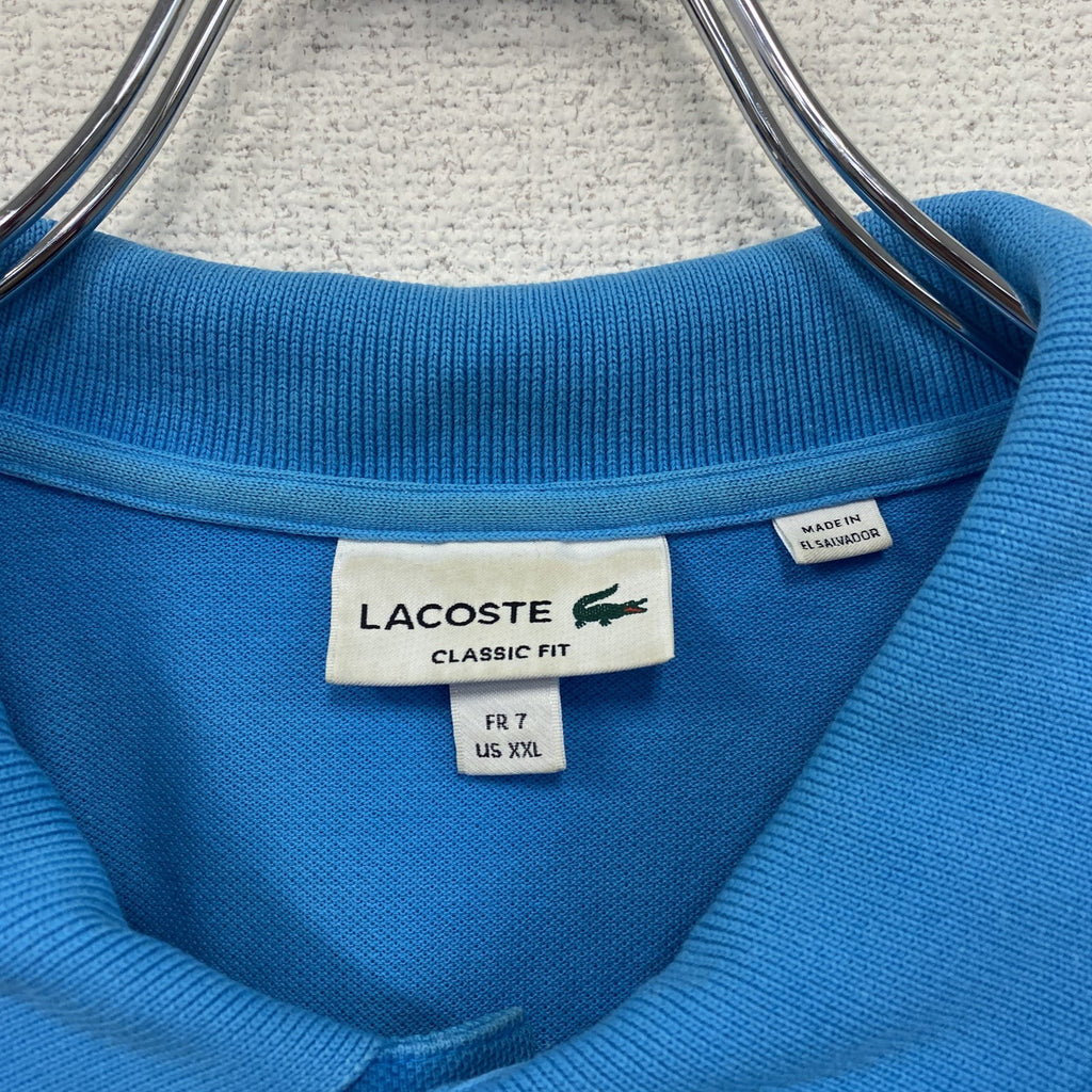 LACOSTE　ラコステ　半袖ポロシャツ　刺繍ロゴ　青　ブルー　2XLサイズ