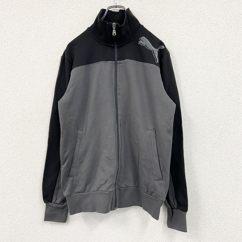 PUMA 　プーマ　長袖フルジップジャージ　ハイネック　バイカラー　黒　グレー　Mサイズ