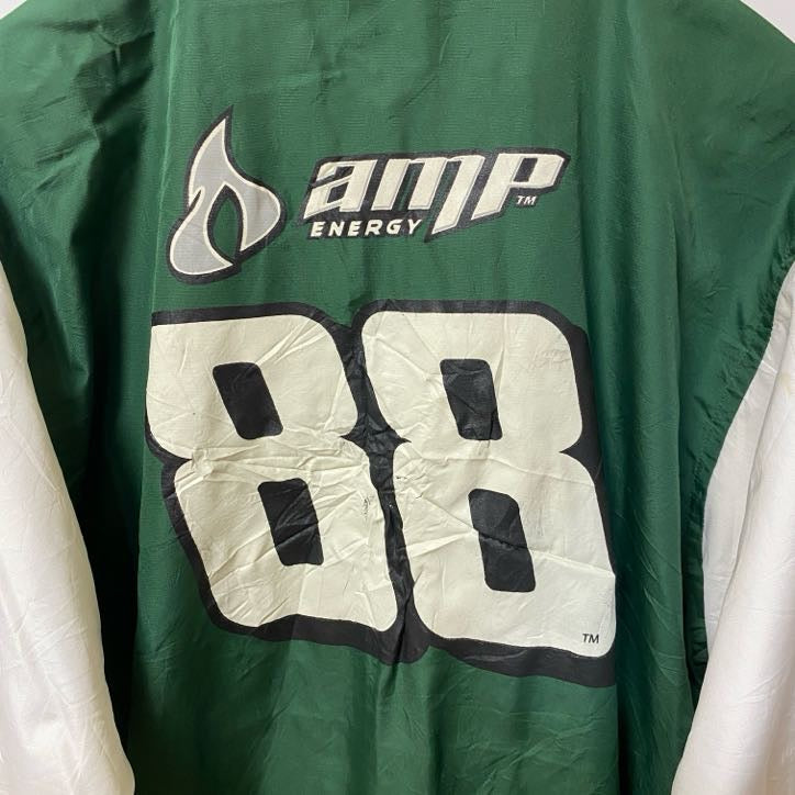 古着 used　JR NATION　長袖レーシングジャケット　ナイロンジャケット　amp ENERGY　バックプリント　緑
