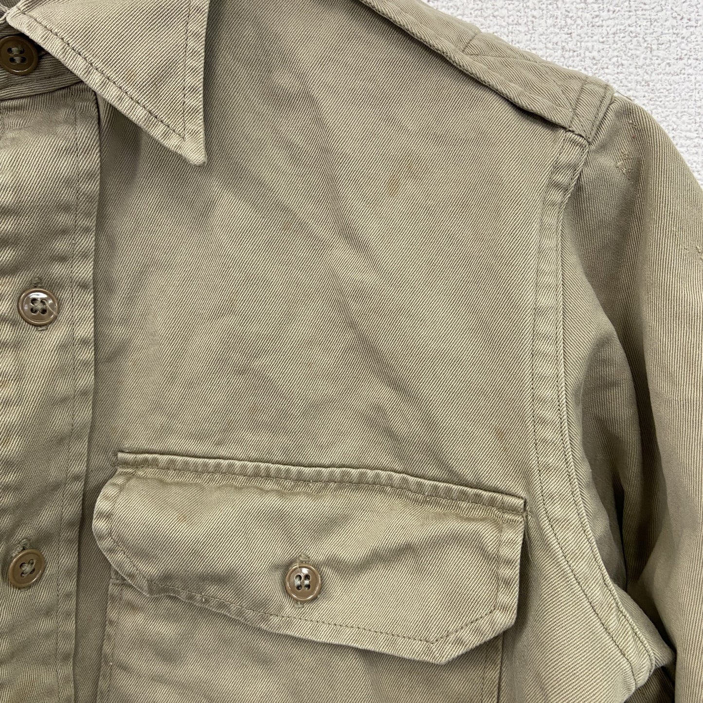 50s～　U.S.ARMY　米軍　UTILITYシャツ　ミリタリーシャツ　長袖シャツジャケット　2ポケット　ベージュ　