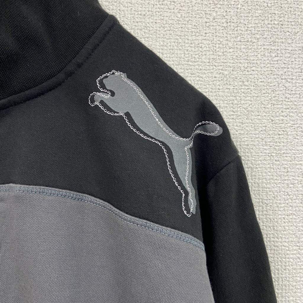 PUMA 　プーマ　長袖フルジップジャージ　ハイネック　バイカラー　黒　グレー　Mサイズ