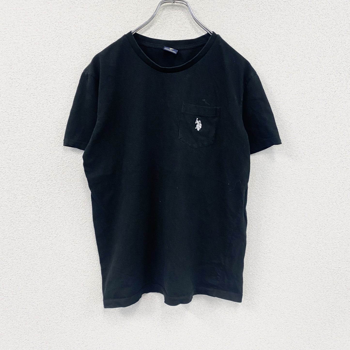 U.S.POLO ASSN　半袖プリントTシャツ　刺繍ロゴ　ワンポイント　黒　ブラック　Sサイズ