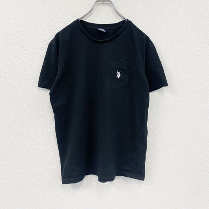 U.S.POLO ASSN　半袖プリントTシャツ　刺繍ロゴ　ワンポイント　黒　ブラック　Sサイズ