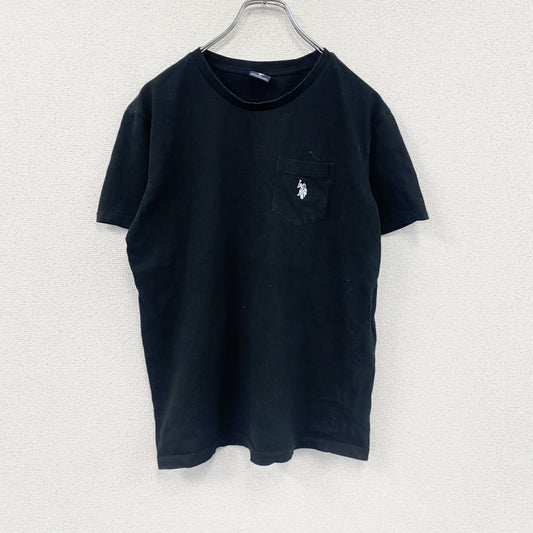 U.S.POLO ASSN　半袖プリントTシャツ　刺繍ロゴ　ワンポイント　黒　ブラック　Sサイズ