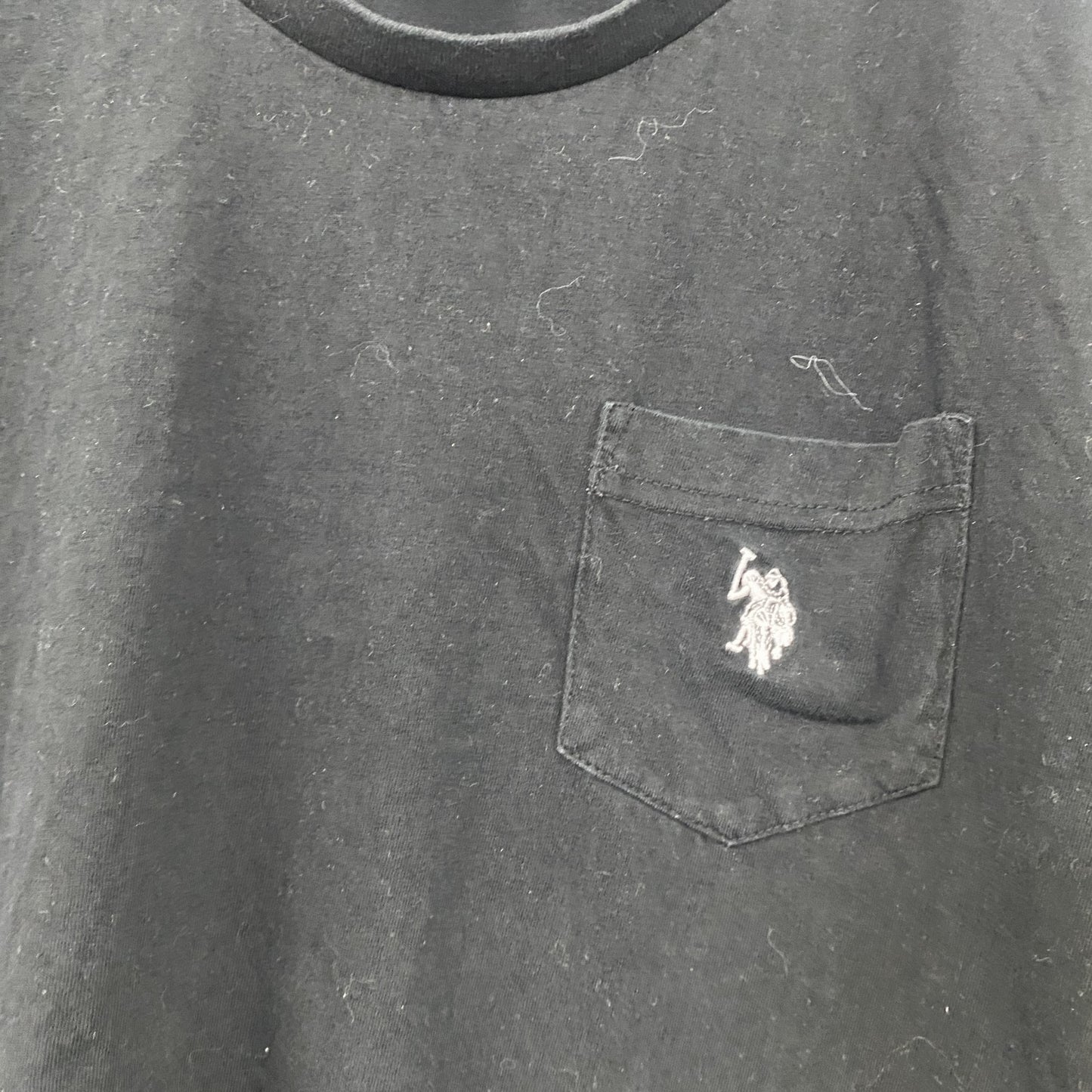 U.S.POLO ASSN　半袖プリントTシャツ　刺繍ロゴ　ワンポイント　黒　ブラック　Sサイズ