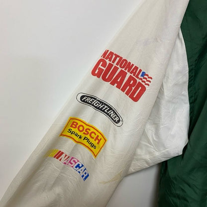 古着 used　JR NATION　長袖レーシングジャケット　ナイロンジャケット　amp ENERGY　バックプリント　緑