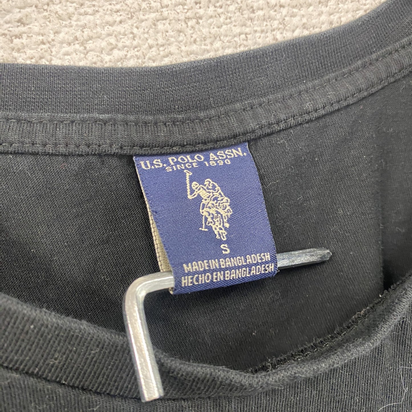U.S.POLO ASSN　半袖プリントTシャツ　刺繍ロゴ　ワンポイント　黒　ブラック　Sサイズ