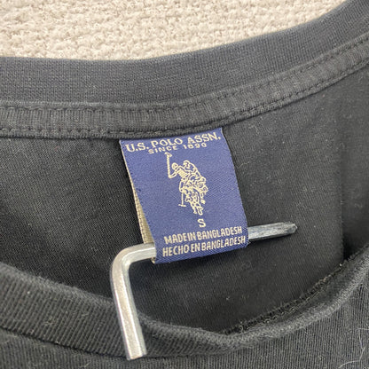 U.S.POLO ASSN　半袖プリントTシャツ　刺繍ロゴ　ワンポイント　黒　ブラック　Sサイズ